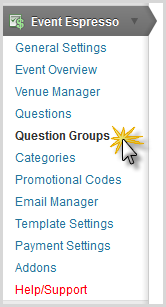 question groups is a sub menu of Event Espresso on the WordPress admin menu