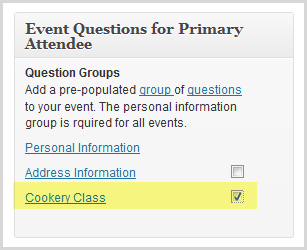 check the cookery class question group